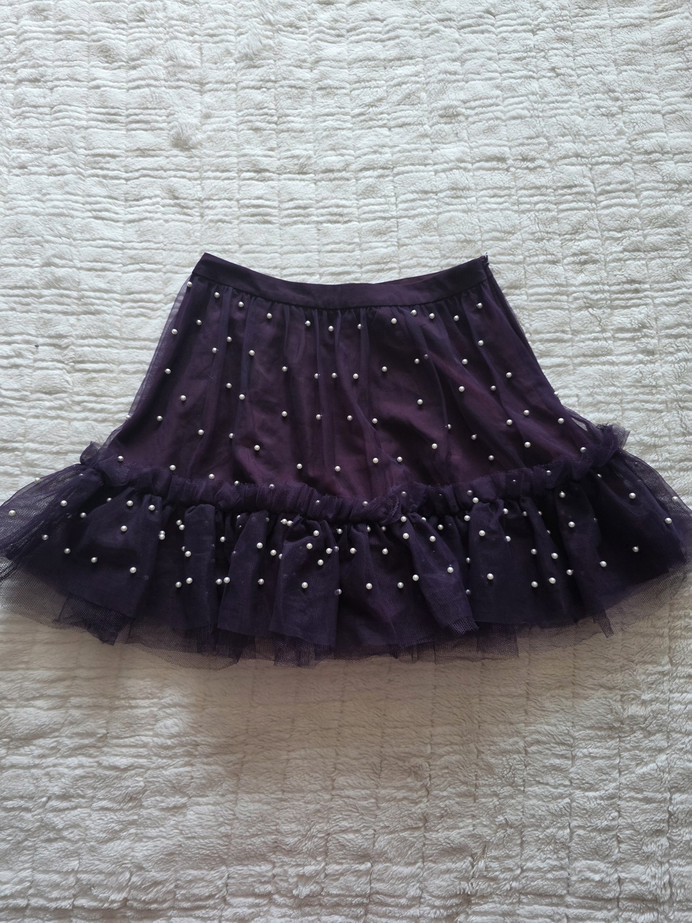 ASOS Purple Pearl-Embellished Tulle Mini Skirt